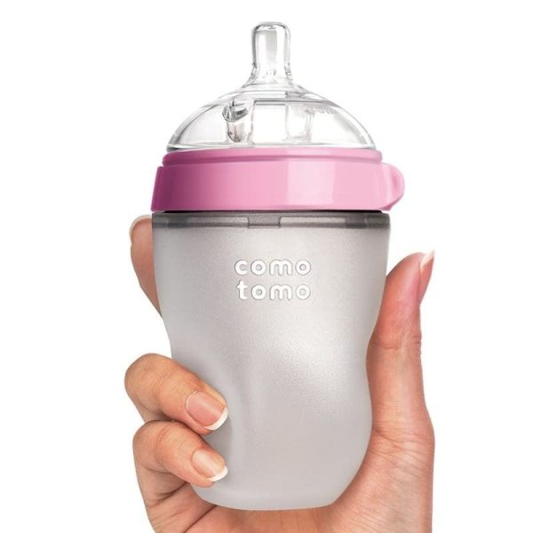 Antykolkowa butelka silikonowa Mom's breast 250 ml Pink Baby, Comotomo