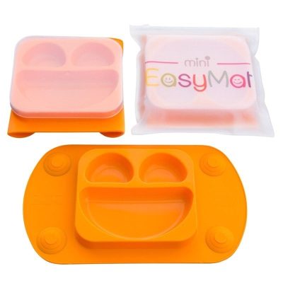 EasyMat Mini 2in1 orange silikonowy talerzyk z podkładką - lunchbox, EasyTots