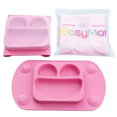 EasyMat Mini 2in1 pink silikonowy talerzyk z podkładką - lunchbox, EasyTots