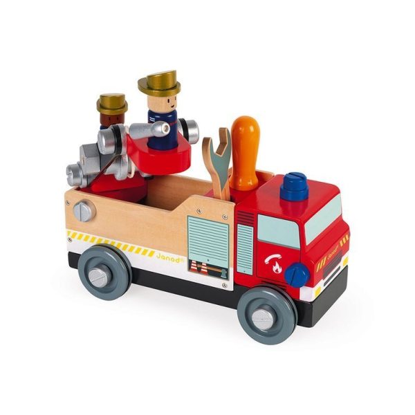 Drewniany wóz strażacki do składania z narzędziami Brico'kids, Janod