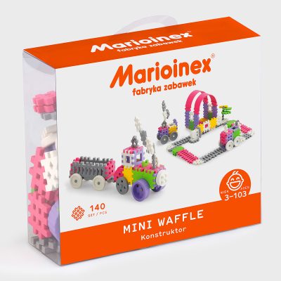 Klocki Mini Waffle Konstruktor 140 różowy, Marioinex